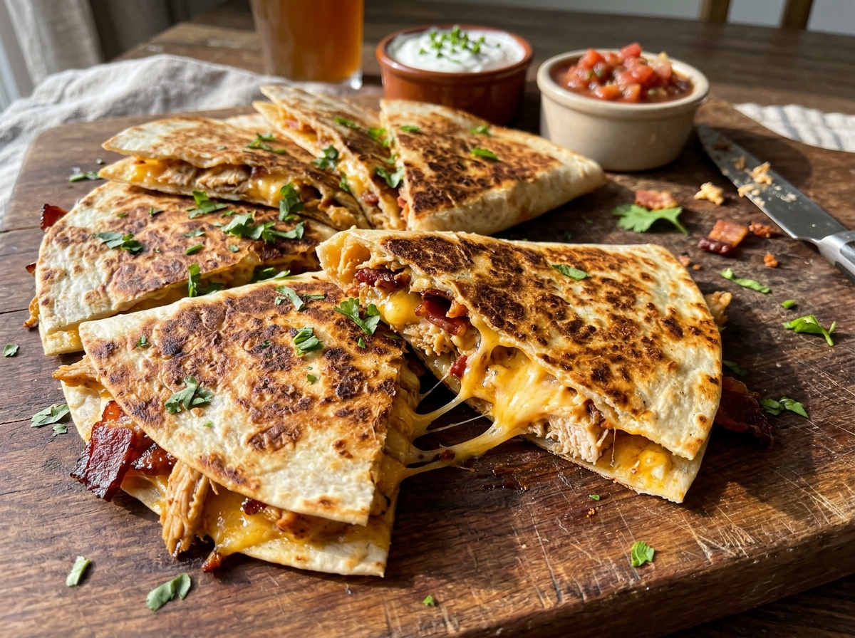 Quesadillas de Frango com Cheddar e Bacon