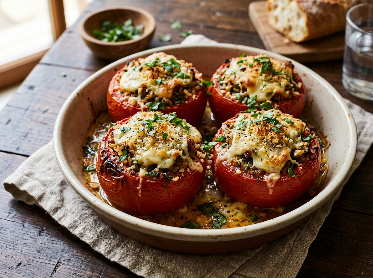 Tomates Recheados com Queijo e Ervas