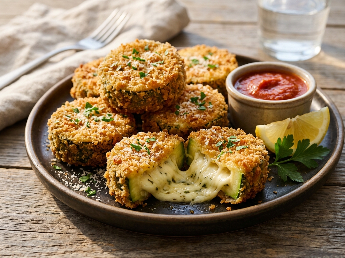 Abobrinha Frita com Recheio de Queijo (Zucchini